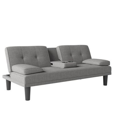 Marcie Cupholder Sofa Sleeper Futon With 2 Pillows - Room & Joy