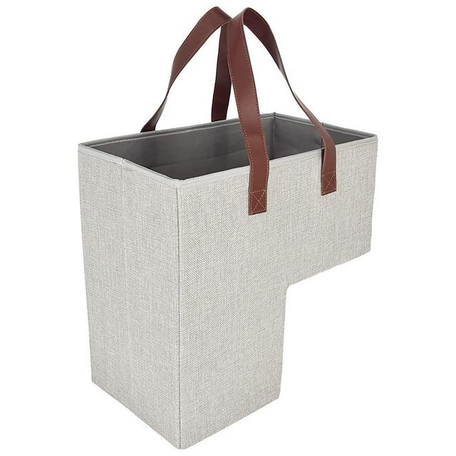 Stair Baskets for Carpeted Stairs and Wooden Stairs - 16" Staircase Basket with Handles, Stair Step Foldable Storage Organizer for Home and Office Decor (Natural Beige)