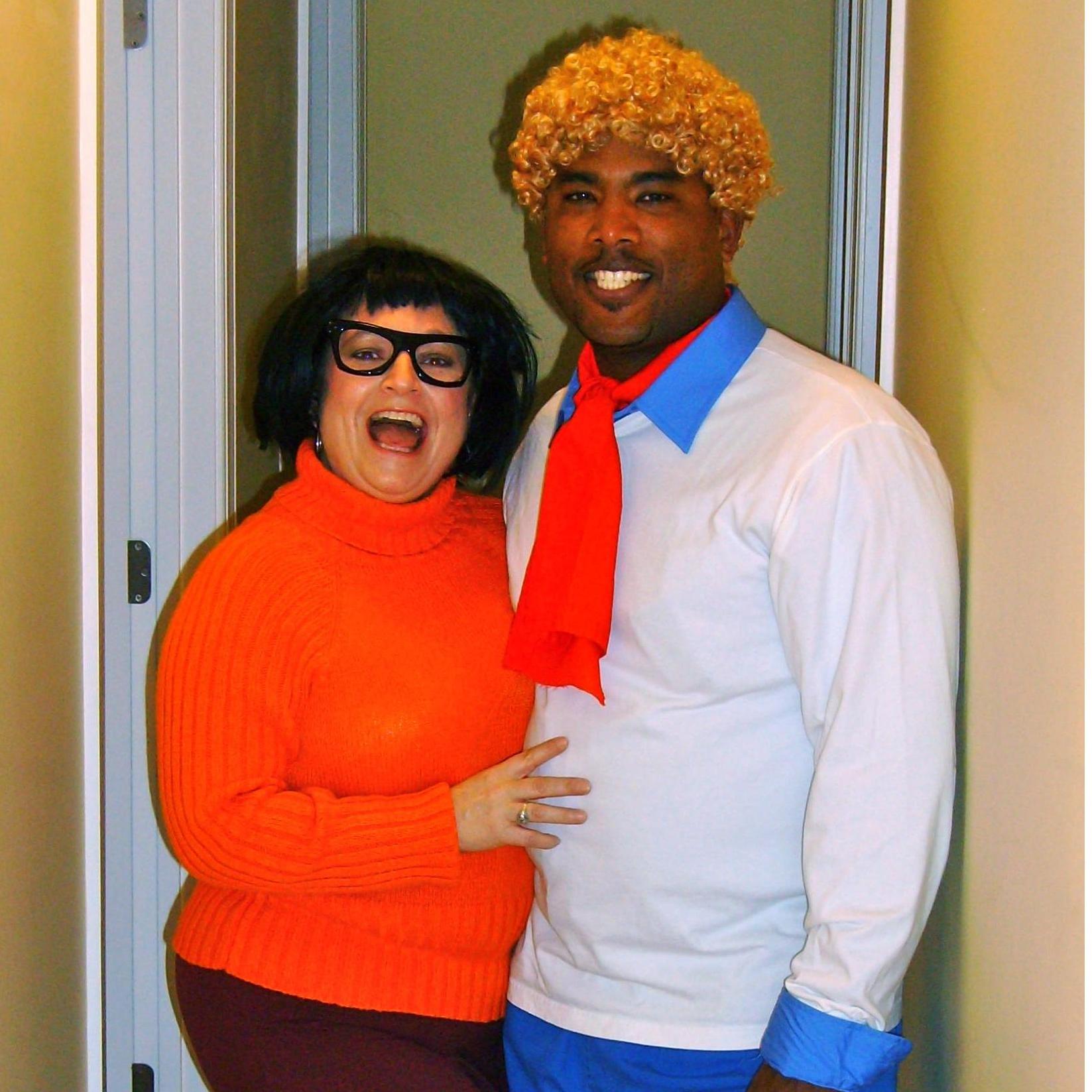 Halloween as Fred and Velma!   Wearing my Glasses!!  Such a fun night - we should have won the costume contest!