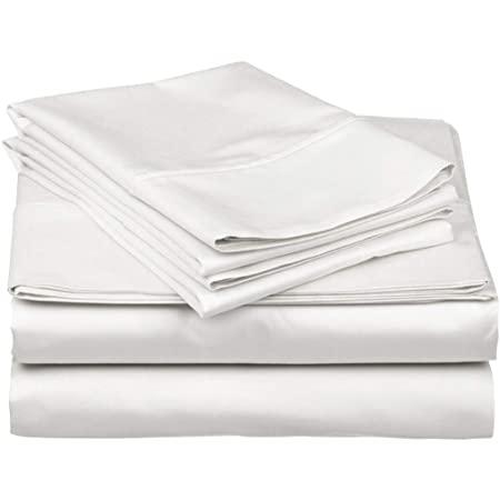SONORO KATE 100% Pure Egyptian Cotton Sheets Sets,Cooling Bed Sheets 600 Thread Count Long Staple Cotton ,Sateen Weave for Soft and Silky Feel, Fits Mattress 16'' Deep Pocket (White, King)