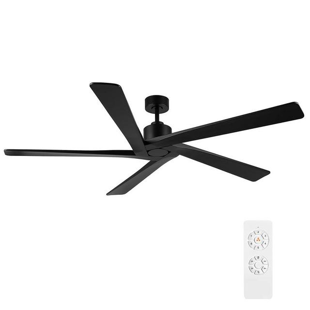 WINGBO 54" DC Ceiling Fan, 5 Reversible Wood Blades, 6-Speed Motor, Matte Black Finish, ETL Listed