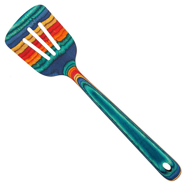 Baltique Montego Bay Collection 12-1/2" Wooden Slotted Spatula, Safe for Nonstick