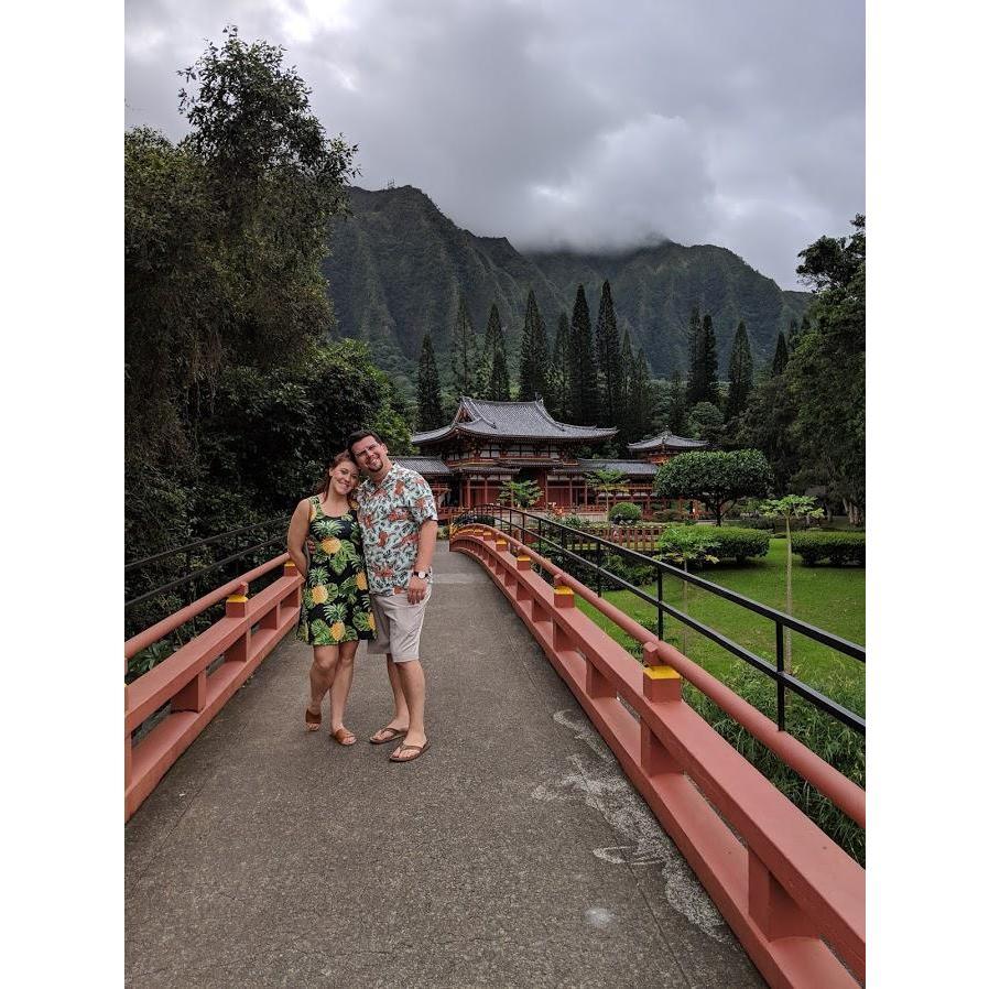 Our trip to Hawaii, visiting a temple reminiscent of a temple we visited in Japan.