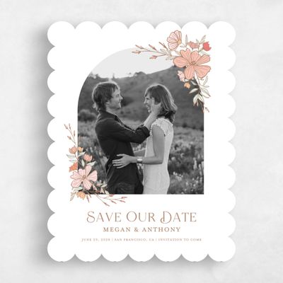 Pink Scalloped Wedding Save the Date - Leighton Photo