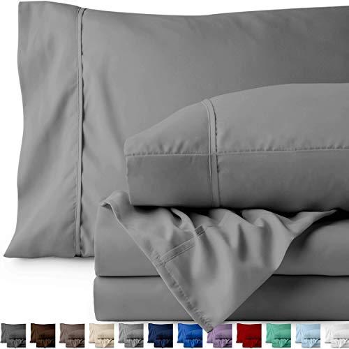 Bare Home King Sheet Set - 1800 Ultra-Soft Microfiber Bed Sheets - Double Brushed Breathable Bedding - Hypoallergenic – Wrinkle Resistant - Deep Pocket (King, Light Grey)