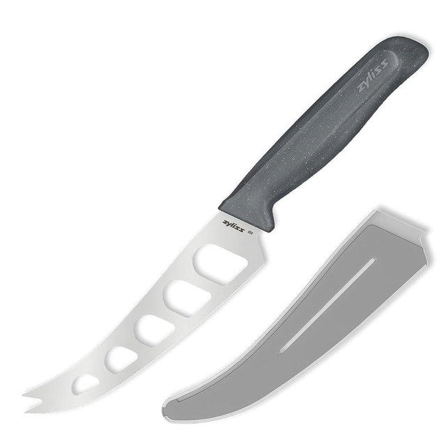 Zyliss Cheese Knife – Stainless Steel Blade with Non-Stick Holes & Forked Tip for Serving – Cuts Soft, Semi-Soft & Firm Cheeses – Wheat Straw Handle, Dishwasher Safe, 5-Year Guarantee – 5"