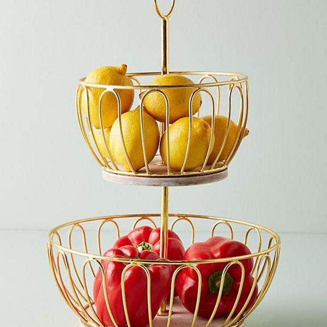 Gold Wire Two-Tier Fruit Basket