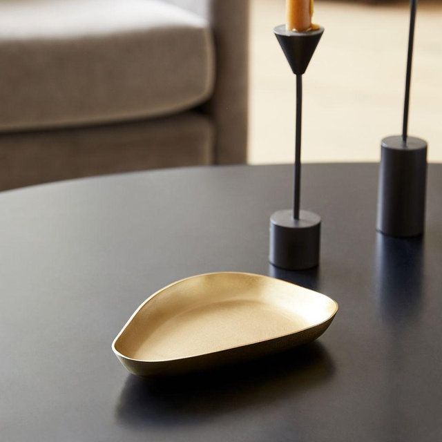 Organic Metal Trinket Tray, Small, Light Brass