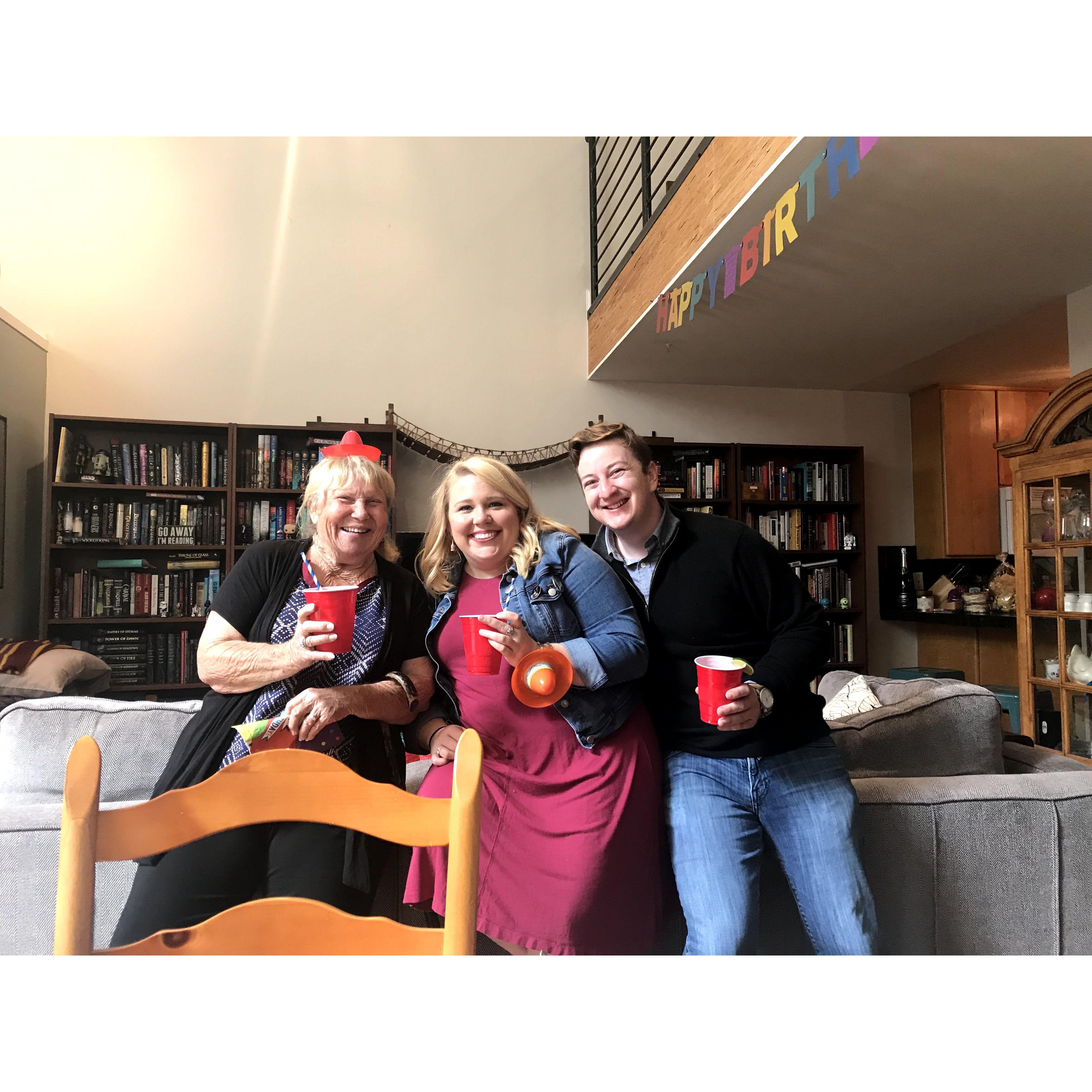 Katie's Cinco de Corgi birthday with Nonie!