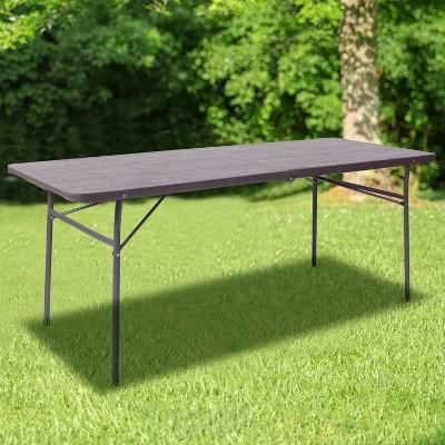 Flash Furniture 6-Foot Bi-Fold Plastic Banquet and Event Folding Table with Carrying Handle