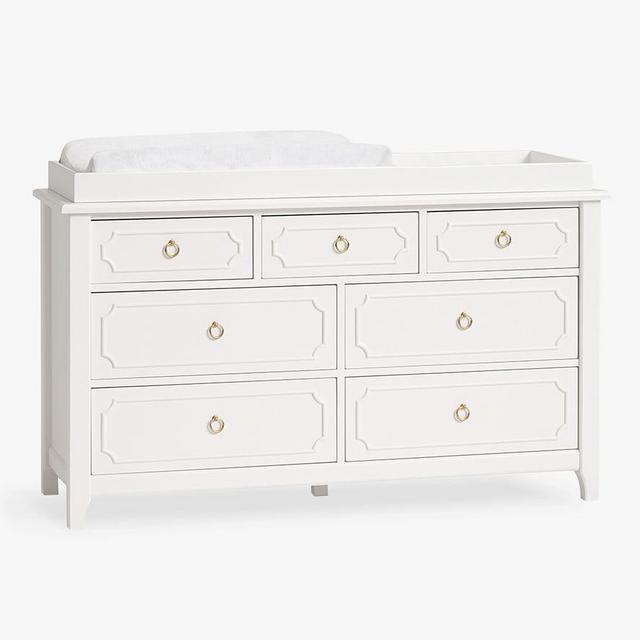Ava Regency Extra Wide Dresser & Topper, Brass/Pewter Hardware