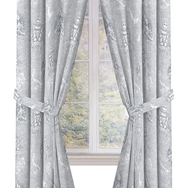 Disney Nightmare Before Christmas Meant to Be 84" Inch Drapes - Beautiful Room Décor & Easy Set Up, Bedding - Curtains Include 2 Tiebacks, 4 Piece Set (Official Disney Product)