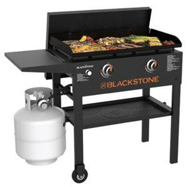 Blackstone Original Outdoor Griddle, 2-Burner 28" Propane Flat Top Grill with Hard Cover, Black