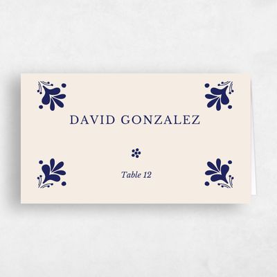 Blue Boho Wedding Place Card - Cabrillo