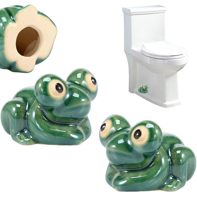 2Pcs Ceramic Toilet Bolt Caps, Fun Frog Toilet Bolt Covers, Ceramic Toilet Bolt Covers, Cute Funny Frog Toilet Bolt Covers Toilet Bolt Decorative Caps Easy Installation for Bathroom Decor Gift