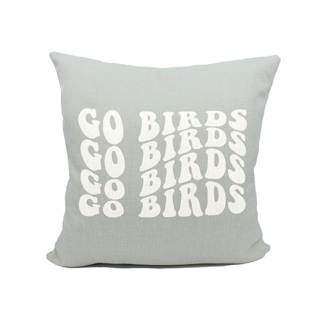 Mancheng-zi Groovy Go Birds Football Pillow Covers, 18x18 - Perfect for Football Fans, Grey