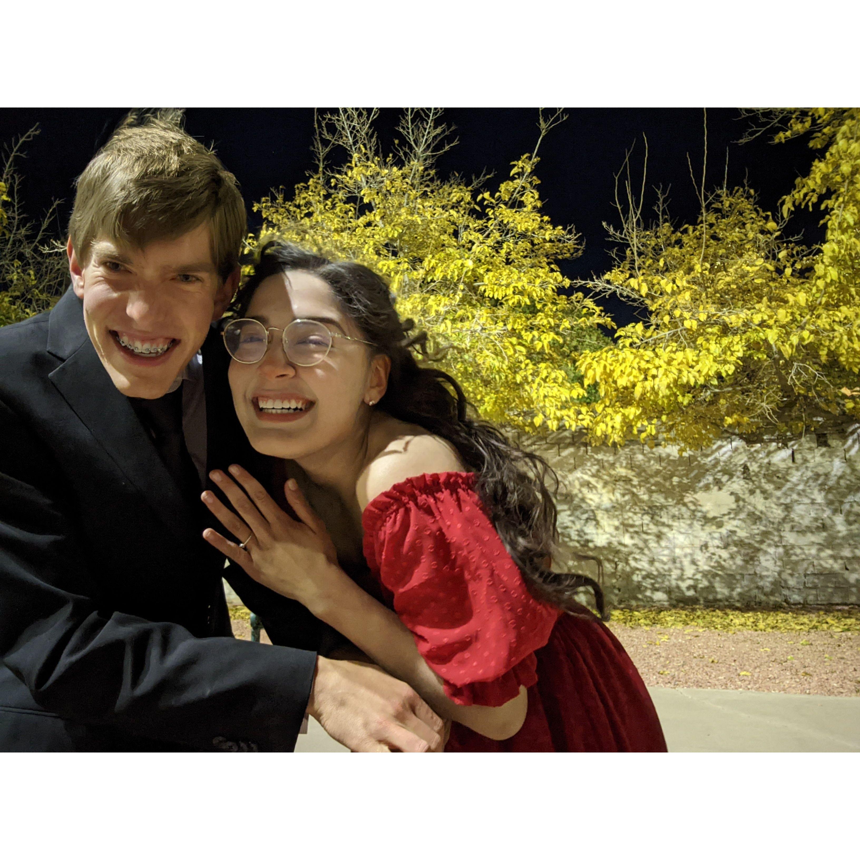 When he proposed ! I was not expecting it at all, I had no idea! And we said "I love you" for the first time!