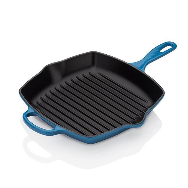 Le Creuset LS2021-2659 Cast Iron Signature Square Skillet Grill, 10 1/4", Marseille