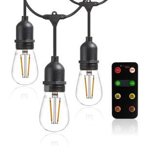 48 ft. Outdoor LED String Lights with Remote Controlled LED Dimmer, S14 LED Filament Light Bulbs Included