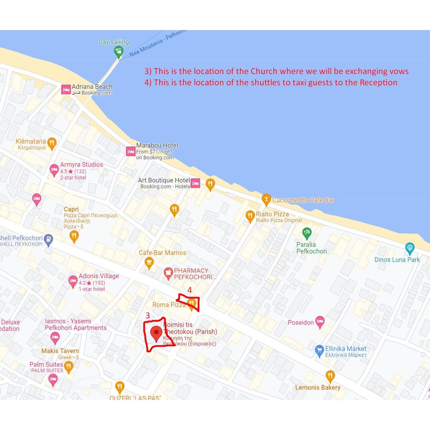 MAP FOR CHURCH AND RECEPTION SHUTTLES