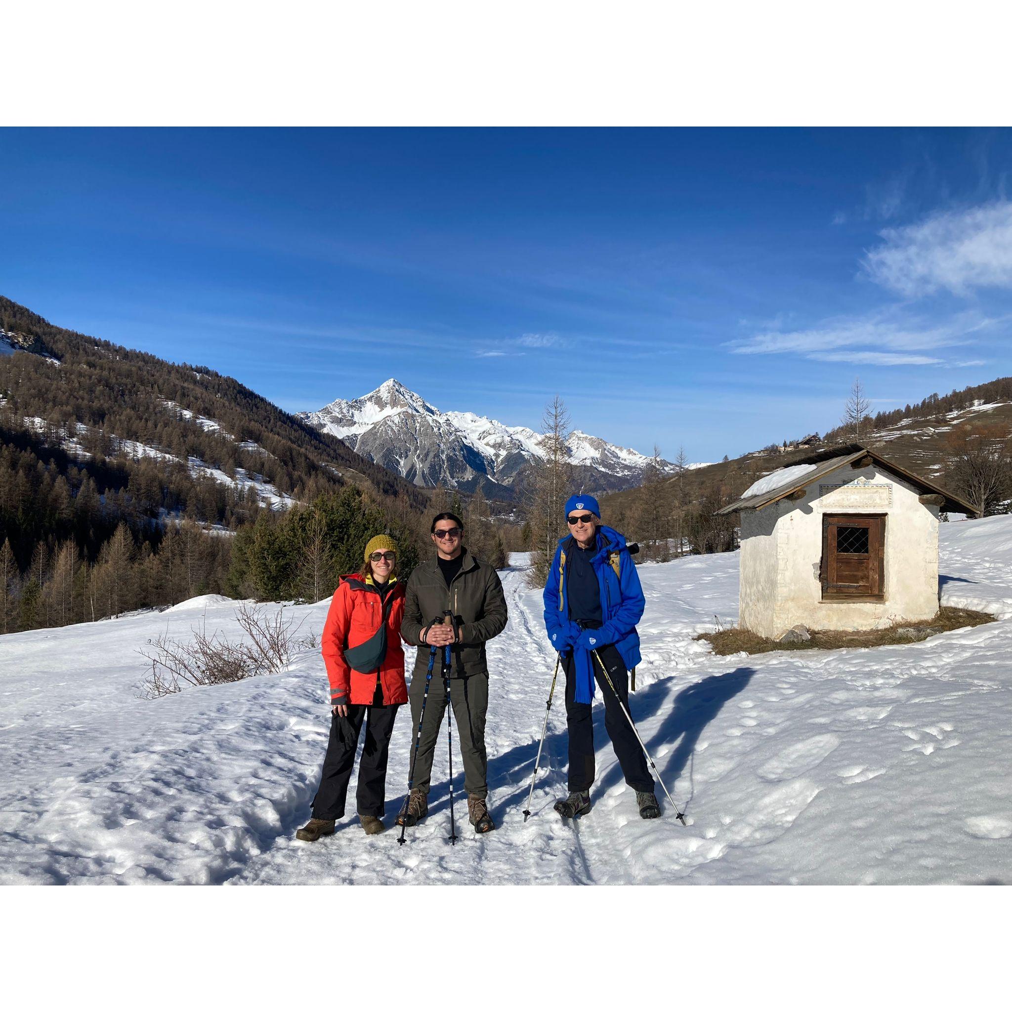 And hiking in the snowy peaks of the Piemontese Alps
