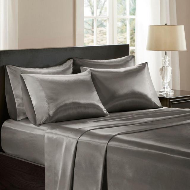 Madison Park Essentials Wrinkle Free Satin King Sheet Set in Grey