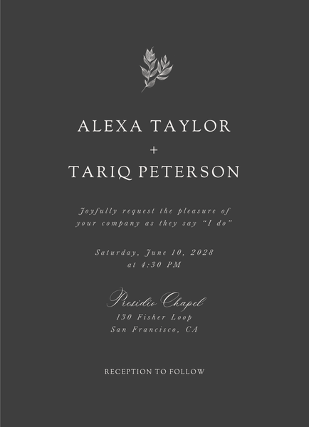 Leif Portrait | Dark Charcoal | Zola Wedding Invitations