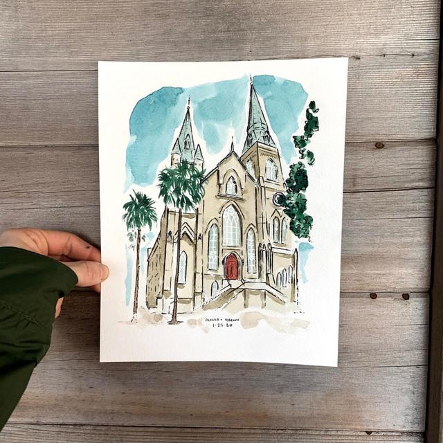 Wedding Venue Watercolor, Wedding Venue Painting, wedding venue illustration, venue sketch, anniversary gift for wife, wedding shower gift