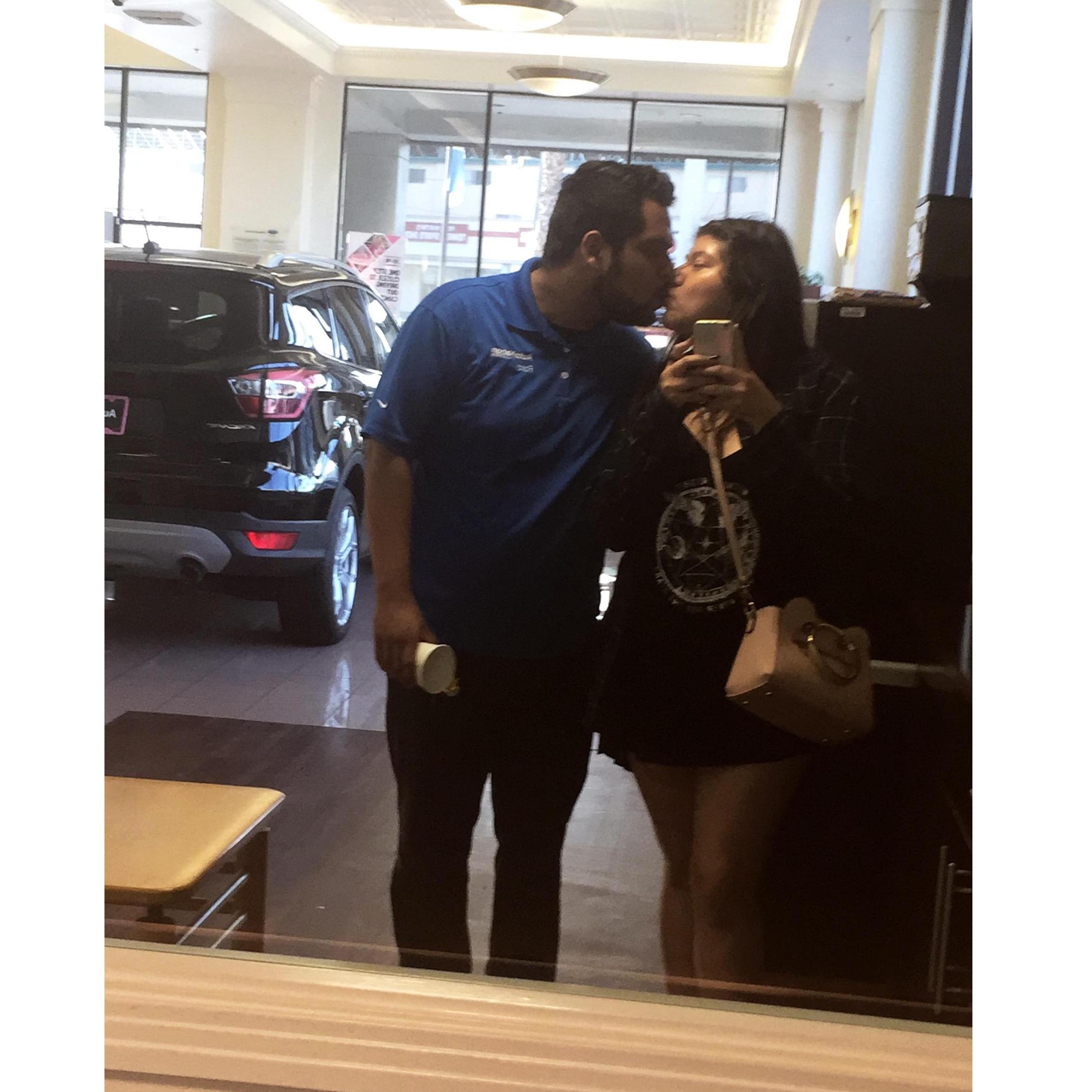 The day we got the Volkswagen, marking our first couple purchase!