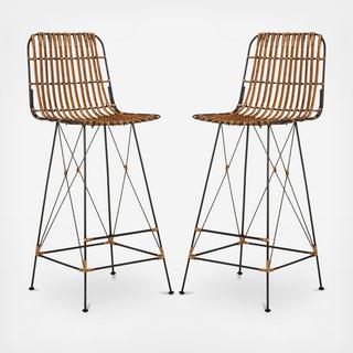 Minerva Wicker Bar Stool, Set of 2
