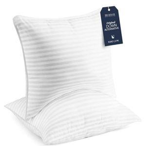 Beckham Hotel Collection Euro Size Throw Pillows (Set of 2), 26 x 26 Down Alternative Pillow Insert for Bed, Couch, and Sofa