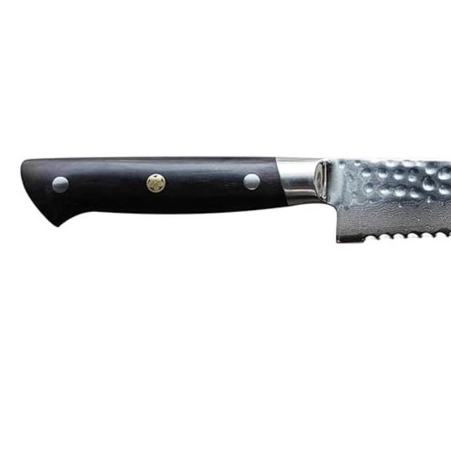 kanngou Japanese Chef Knife Kitchen Knife with 67 Layers Damascus Steel AUS-10 Core, Professional Damascus Knife with Full-Tang Ebony Wood Handle and Premium Gift Box (9Inch Bread Knife)