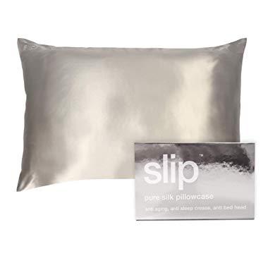 SLIP Silk Pillowcase, Silver - Slipsilk Pure Mulberry 22 Momme Silk Pillow Case, Queen Size