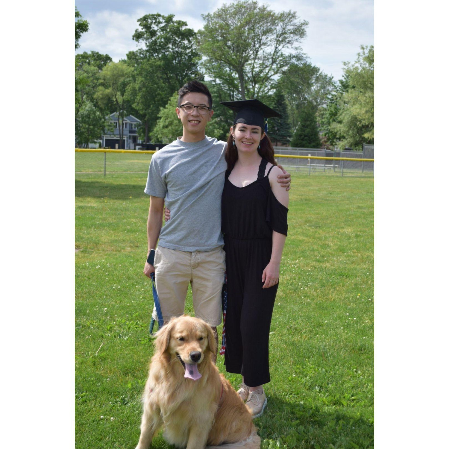2021 - Caroline graduated from college! Luna the golden retriever sat still long enough for a celebratory photo.