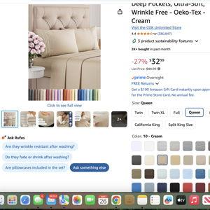 Queen Size 4 Piece Sheet Set - Comfy Breathable & Cooling Bed Sheets Set - Hotel Luxury Bedding for Women, Men, Kids, Teens, Boys & Girls - Deep Pockets, Ultra-Soft, Wrinkle Free - Oeko-Tex - Cream