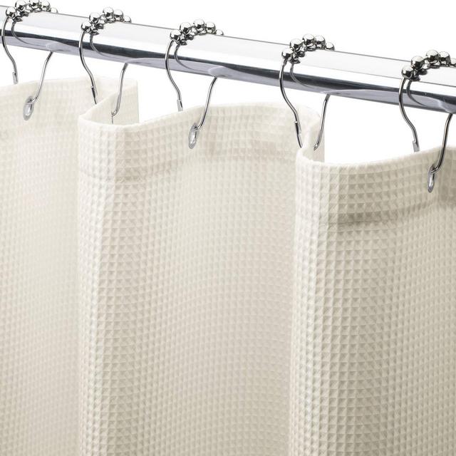 AmazerBath Waffle Shower Curtain, Heavy Duty Fabric Shower Curtain with Waffle Weave Hotel Quality Bathroom Shower Curtains, 72 x 72 Inches (Cream)