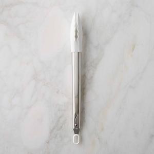 Williams Sonoma Stainless-Steel Silicone Tongs, White