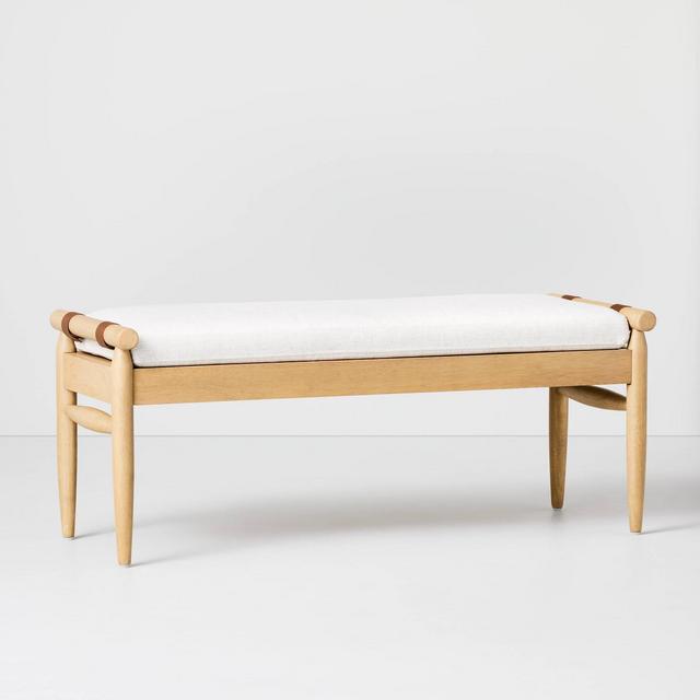 Upholstered Natural Wood Accent Bench - Hearth & Hand™ with Magnolia
