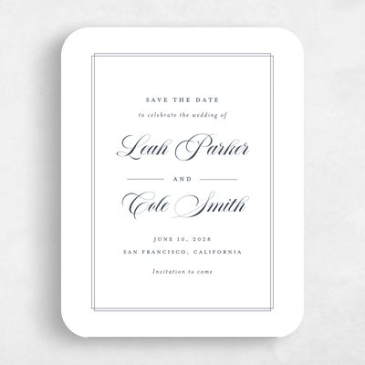 White Rounded Wedding Save the Date - Ivoire Portrait