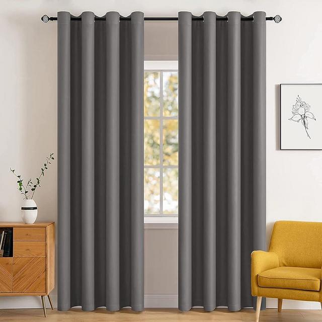 MIULEE Blackout Curtains 84 inch Long 2 Panels Burg Room Darkening Thermal Insulated Drapes Solid Window Treatment Set Grommet Top Light Blocking Curtain for Living Room/Bedroom Grey
