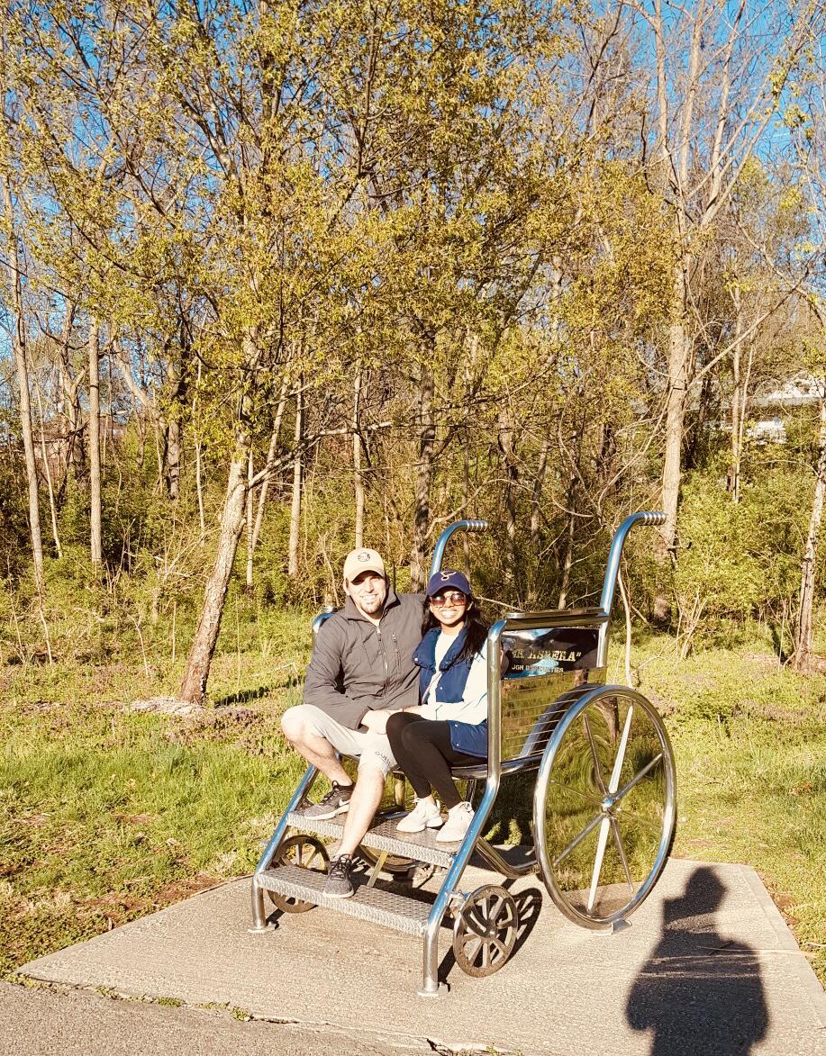 We had to take a picture in this wheelchair considering we met each other at a nursing home