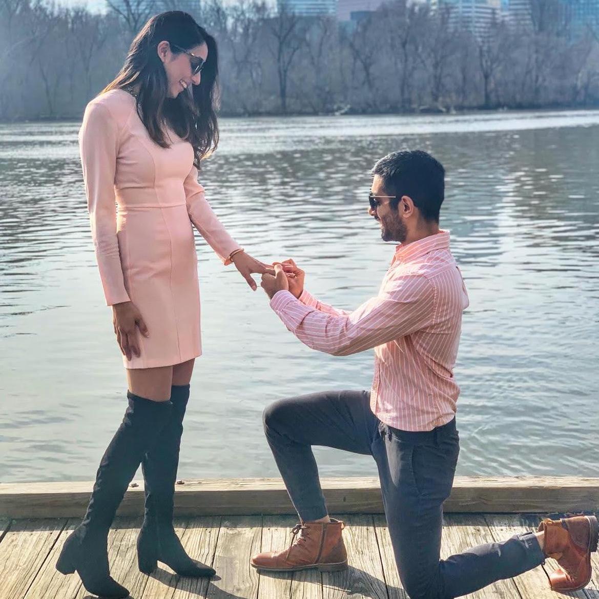 Though the proposal occurred at the University of Florida, there was no one around to take a picture. So, a week later, the two recreated the proposal at Georgetown Waterfront, D.C. for the 'Gram.
