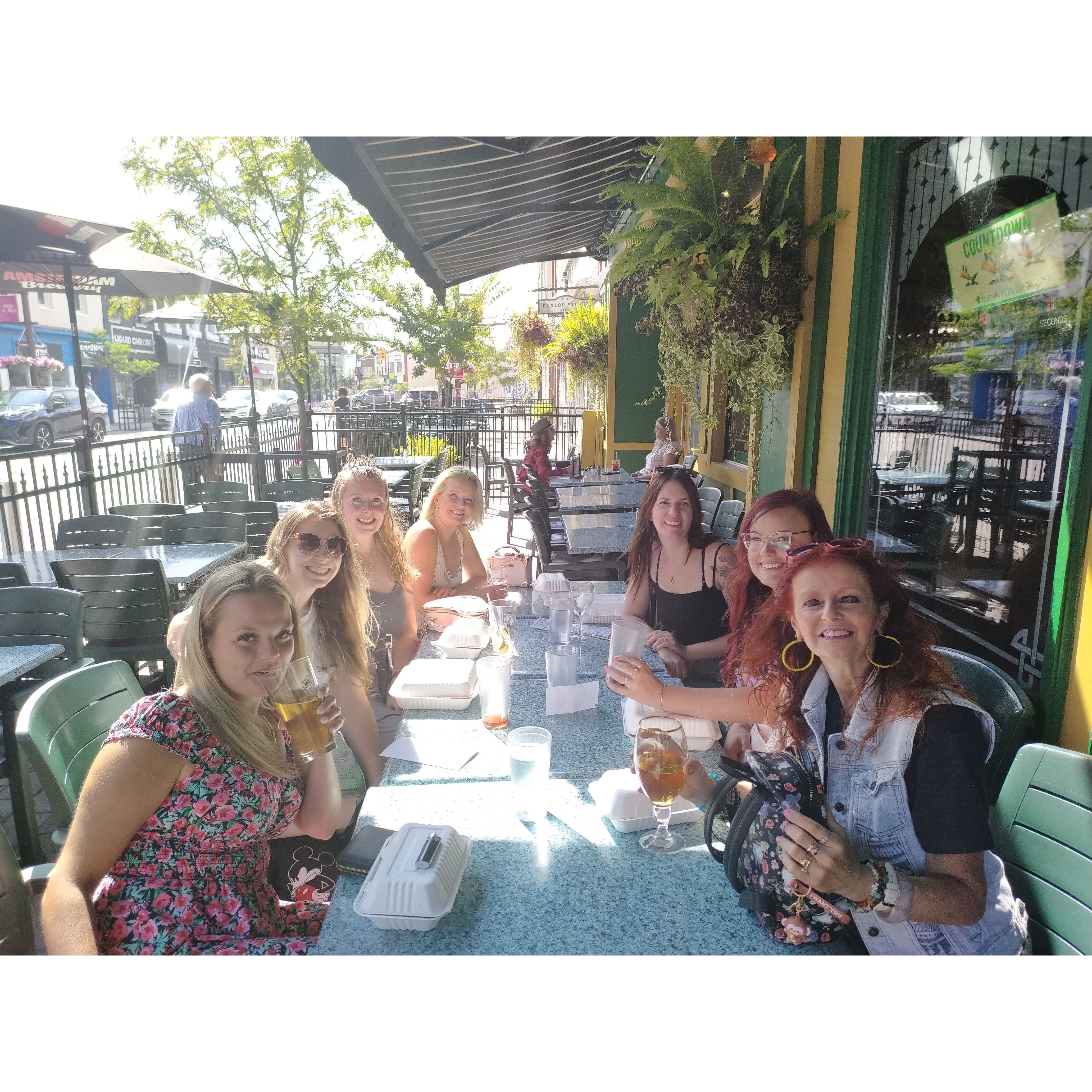 Pub dinner after dress shopping with the beautiful "Bride Tribe".