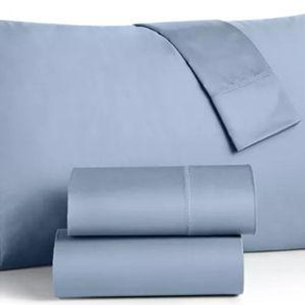 Charter Club Solid 550 Thread Count 100% Cotton Sheet Sets, QUEEN, Horizon blue