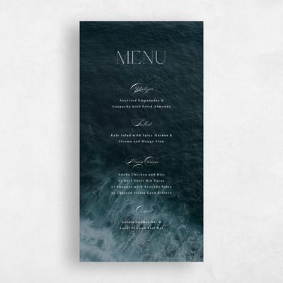 Deepest Teal, Blue Wedding Menu - Grandscape