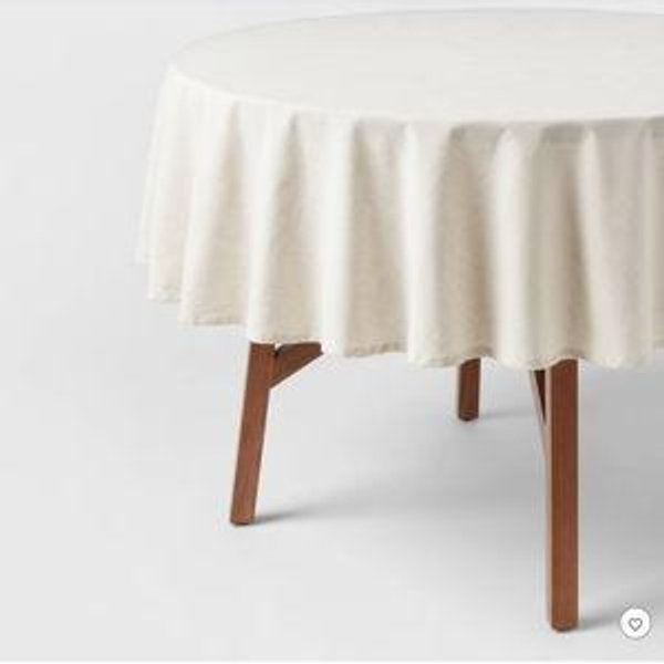 70" Cotton and Linen Blend Round Tablecloth - Threshold™: Traditional Off-White, Machine Washable, OEKO-TEX Certified