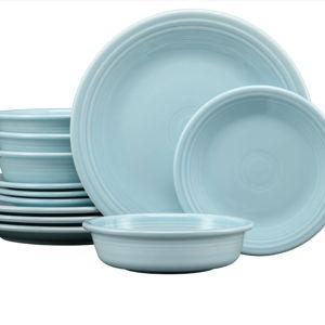 Classic Rim 12-Piece Dinnerware Set, Service for 4 (COLOR: SKY)