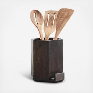 Hotel Collection - Countertop Wood Crock & Utensil Set
