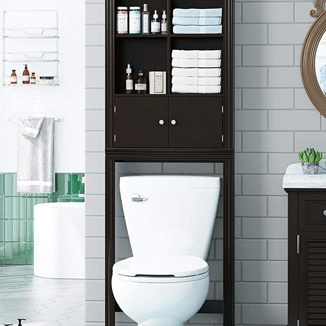 Spirich Home Bathroom Shelf Over The Toilet, Bathroom Cabinet Organizer Over Toilet, Space Saver Cabinet Storage (Espresso)
