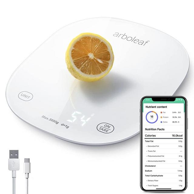 Arboleaf Food Scale Rechargeable, Kitchen Scale for Food Ounces and Grams, Smart Food Scale for Weight Loss, Small Digital Baking Food Scales for Kitchen Cooking, USB Scale, 1g/0.1oz, 11lb/5kg